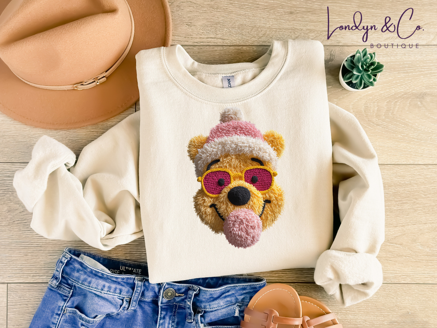 Bubblegum Pooh Faux Yarn Sweatshirt