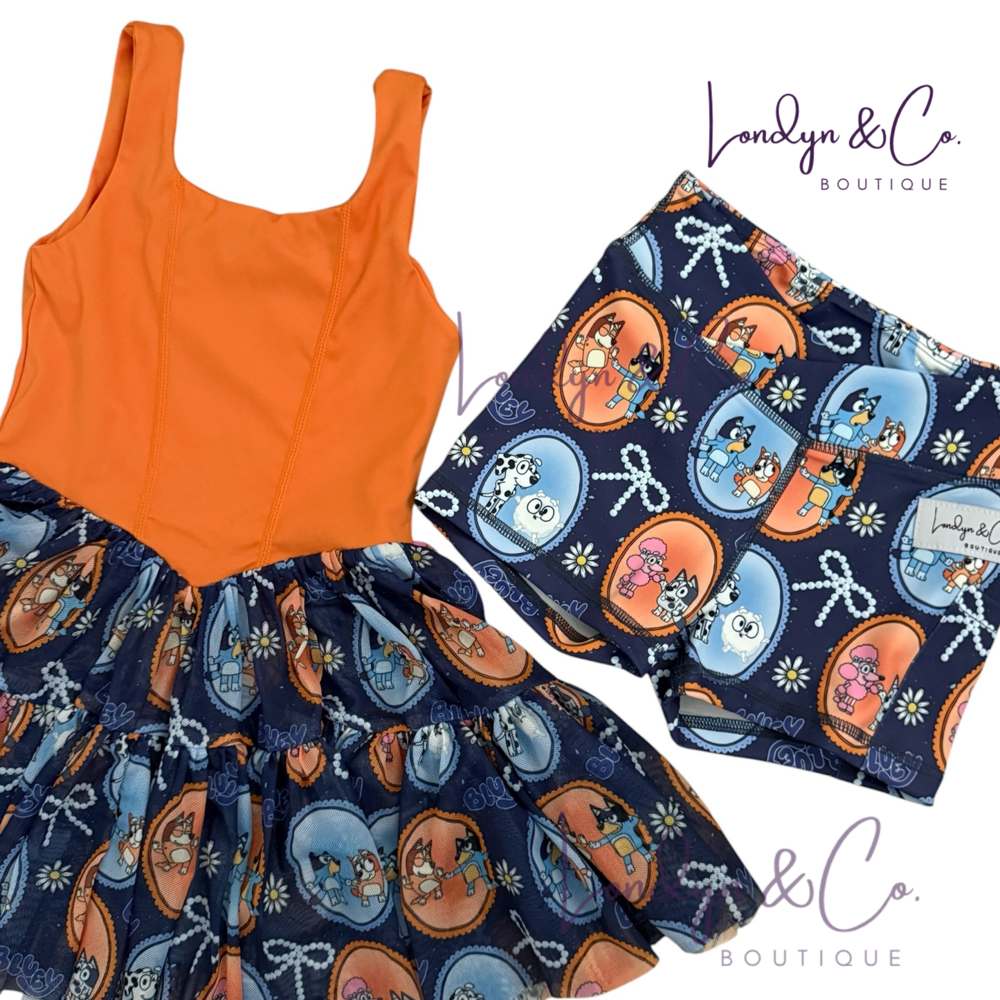 PRE ORDER For Real Life! Blue Printed Tulle Twirl Dress Set - ADULT