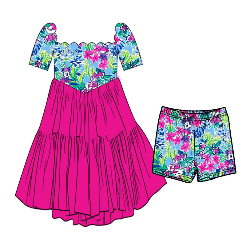 PREORDER Tropical Dreams Athletic MOLLY Short SleeveTulle Twirl Set - GIRL’S