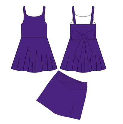 PRE ORDER Basics - Purple Bow Backed Athletic Dress Set - ADULT