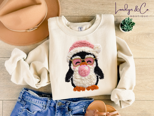 Bubblegum Penguin Faux Yarn Tee