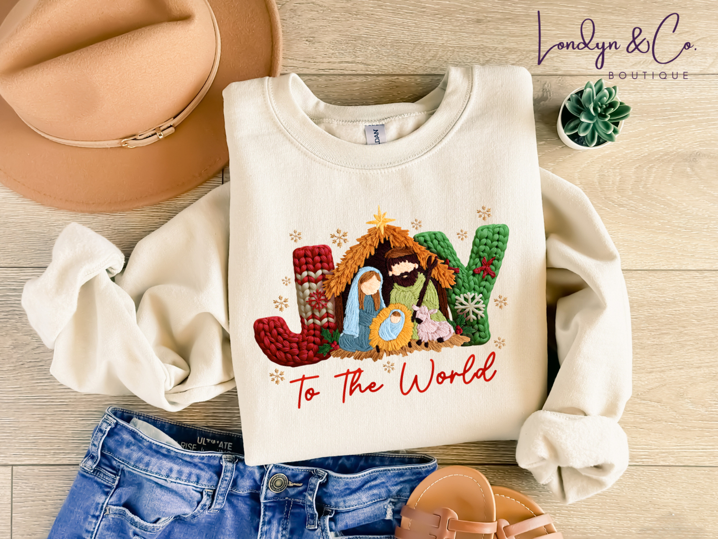 Joy Nativity Faux Yarn Sweatshirt