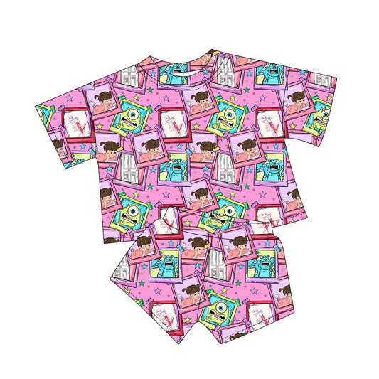 PRE ORDER Pink Monsters Short Sleeve/S Waffle Knit Set - ADULT