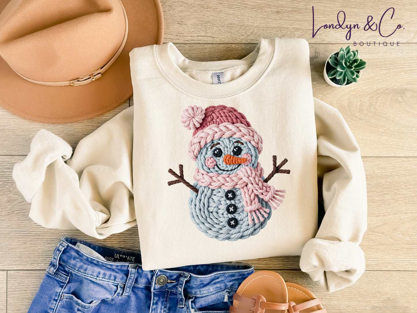 Snowman Faux Yarn Sweatshirt