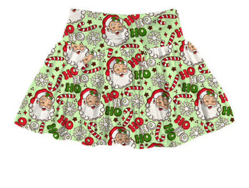 PREORDER Classic Claus - Green Printed Mesh Skort  - ADULT