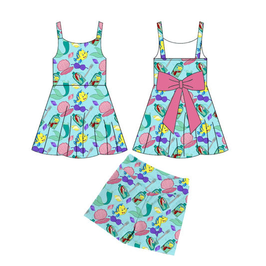 RTS Mermaid Wishes Bow Backed Athletic Dress Set  - GIRL’S
