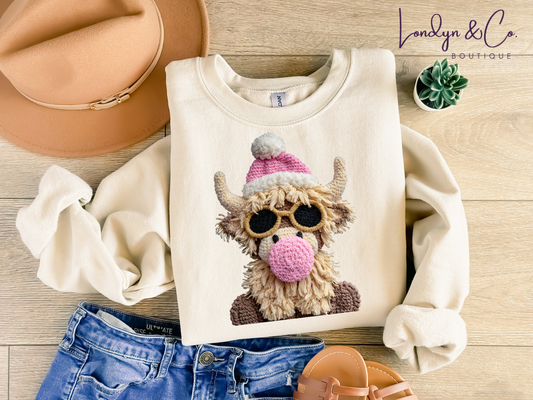 Bubblegum Cow Faux Yarn Tee