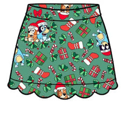 PREORDER Heeler Christmas Scalloped Skort  - GIRL’S