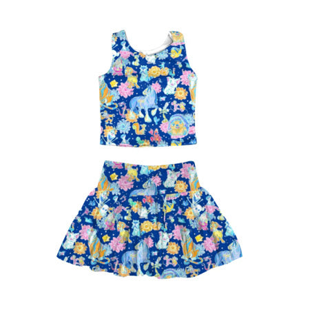 PREORDER Sidekick Party - Dark Printed Tulle Athletic Set  - GIRL’S