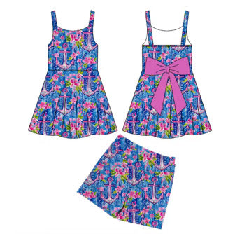 PREORDER Seaside Social  Bow Backed Athletic Dress Set  - GIRL’S