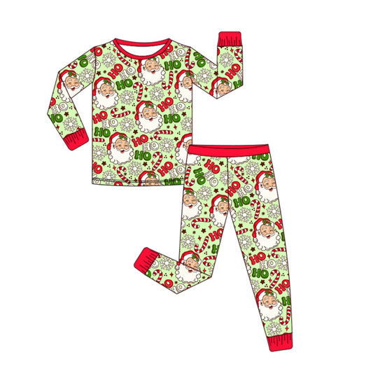PRE-ORDER Classic Claus - Green Long Sleeve/Pants Bamboo Jams