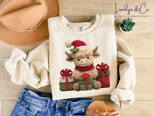 Christmas Cow Faux Yarn Tee
