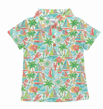 PRE ORDER Coral Compass Athletic Polo Shirt- BOYS