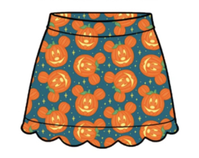 RTS Main Street Pumpkins Scalloped  Skort  - ADULT