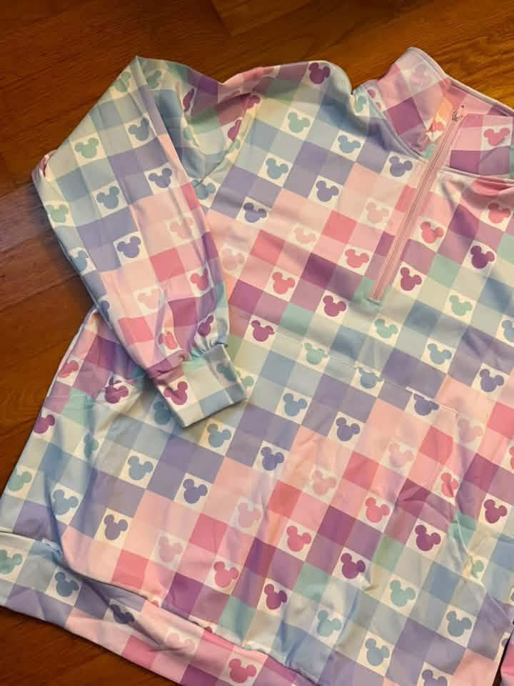 RTS Pastel Gingham ATHLETIC PULLOVER - ADULT