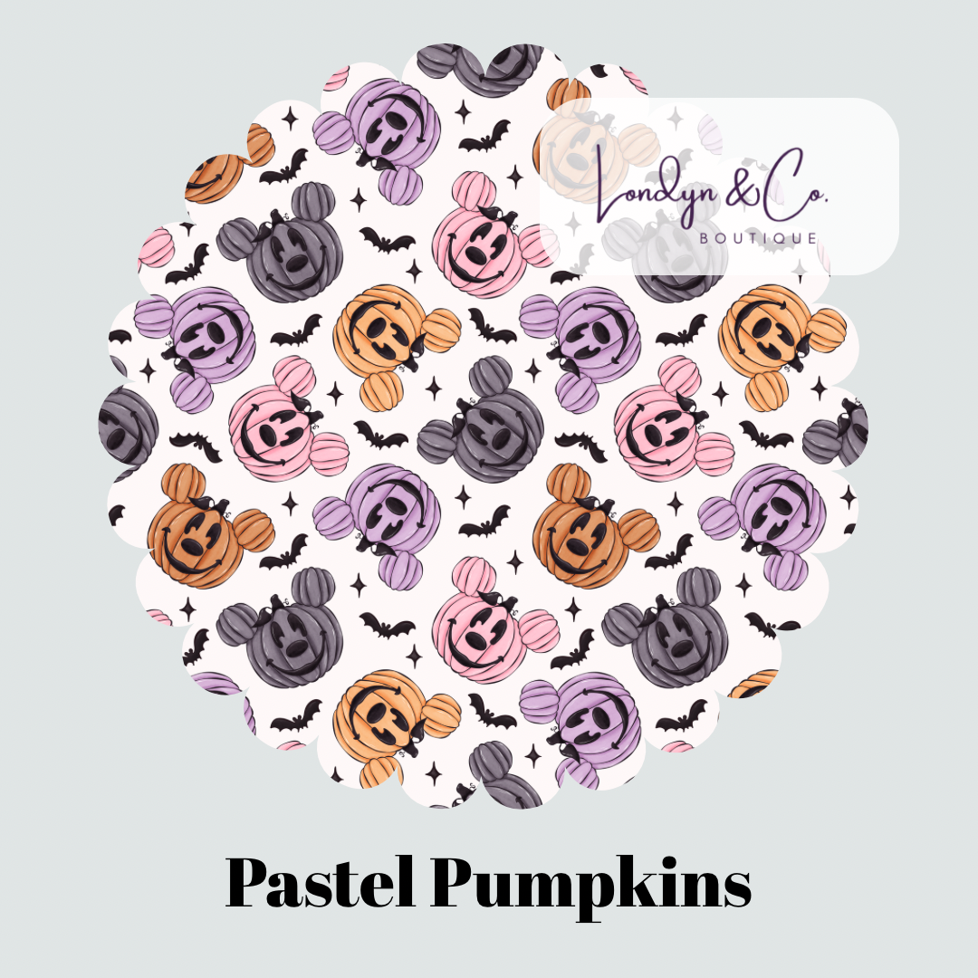 PREORDER Pastel Pumpkins Printed Mesh Skort  - ADULT