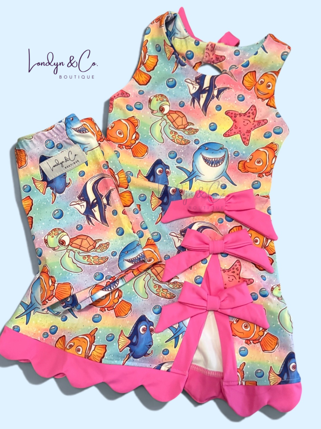 PRE ORDER Here Fishy Blair Bow Athletic Twirl - ADULT