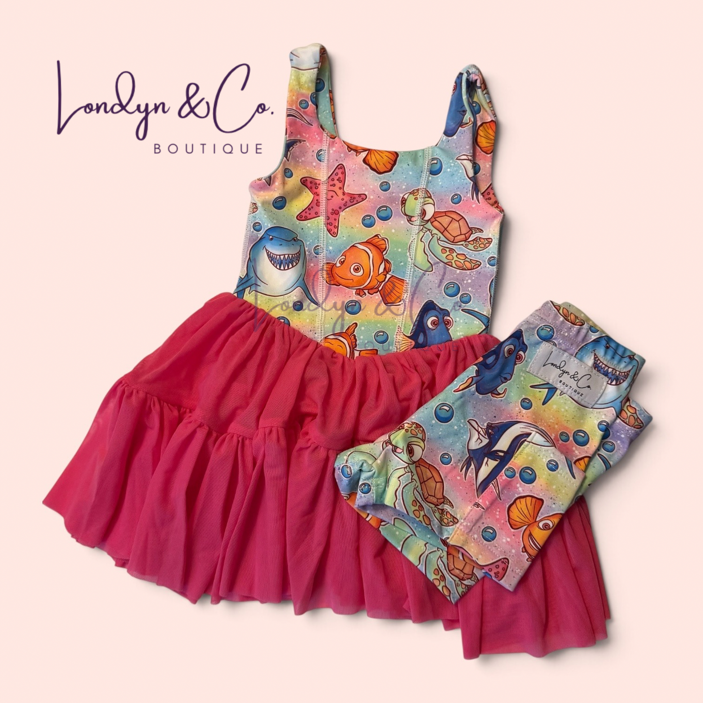 RTS Here Fishy Tulle Twirl Dress Set - ADULT