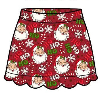 PREORDER  Classic Claus - Red Scalloped  Skort  - ADULT