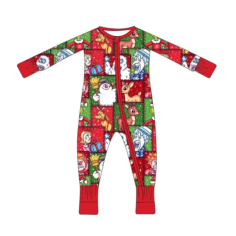 PREORDER  North Pole Block Party - Infant Zippy with fold over hand cuffs
