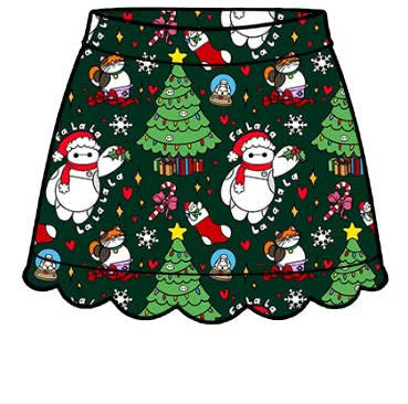 PREORDER Festive Fa La La Scalloped  Skort  - ADULT