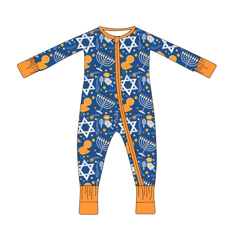 PREORDER  Dreidel Days - Infant Zippy with fold over hand cuffs